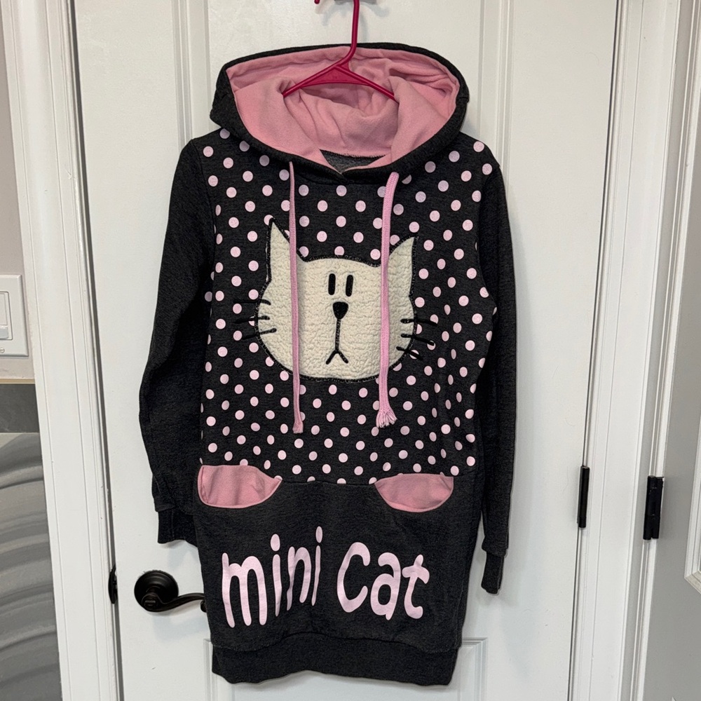 Mini Cat Polka Dot Hoodie Dress